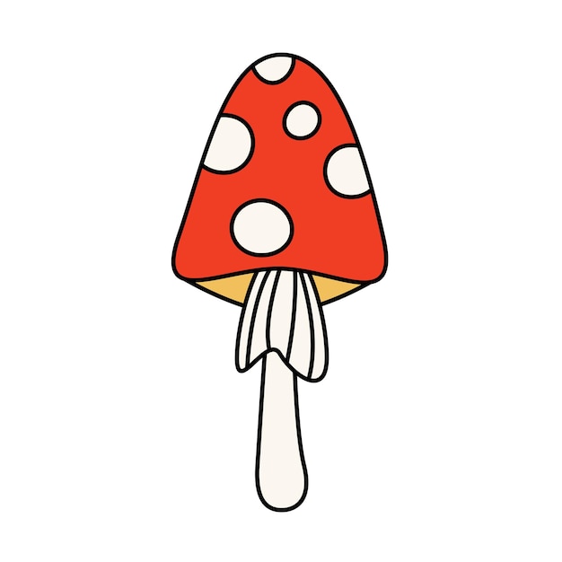 Retro mushroom agaric. Vector isolated illustration.