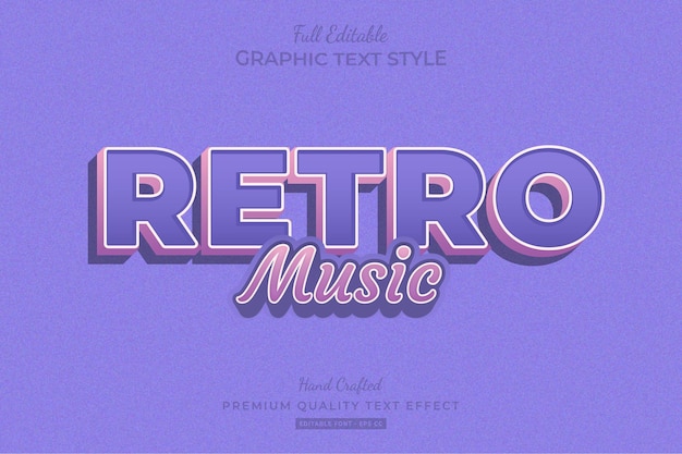 Retro Music Editable Premium Text Effect Font Style