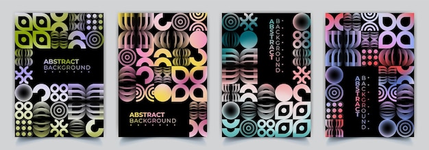 Retro Neo Geometric Background Poster Sets