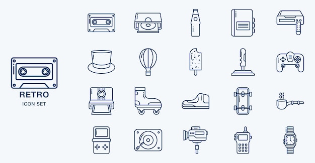 Retro objects vector icon illustration