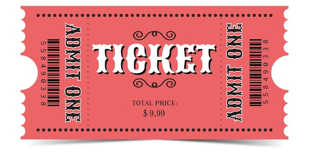 Retro old vintage ticket admit one