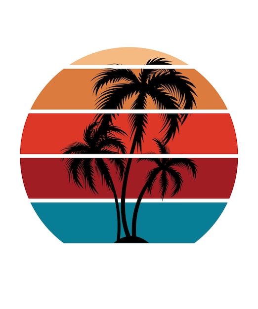 Retro Palm tree Sunset background