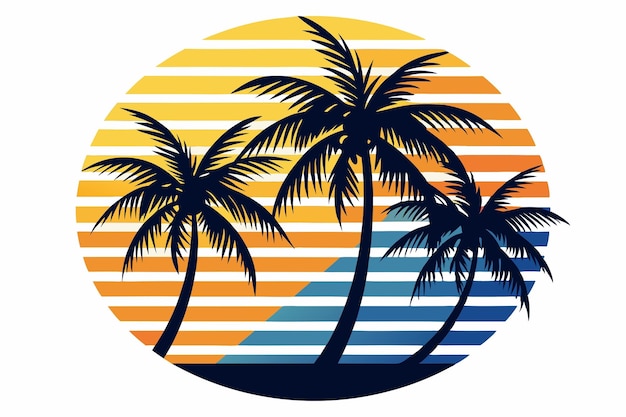 Retro palm tree sunset for Tshirt