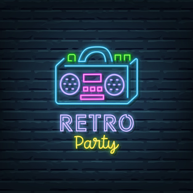 Retro party neon sign