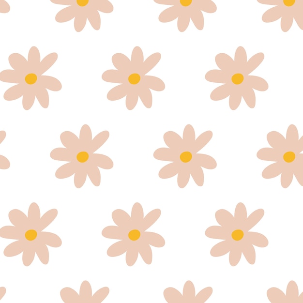 Retro pattern with 70s flowers Vector illustration Groovy pattern with flowersSeamless pattern