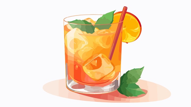 Retro Peach Cocktail Bellini Vector Art Poster