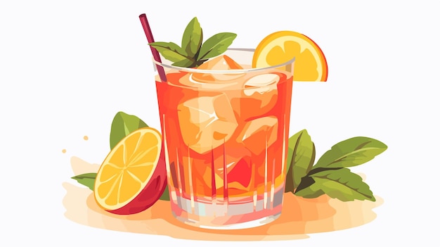 Retro Peach Cocktail Bellini Vector Art Poster