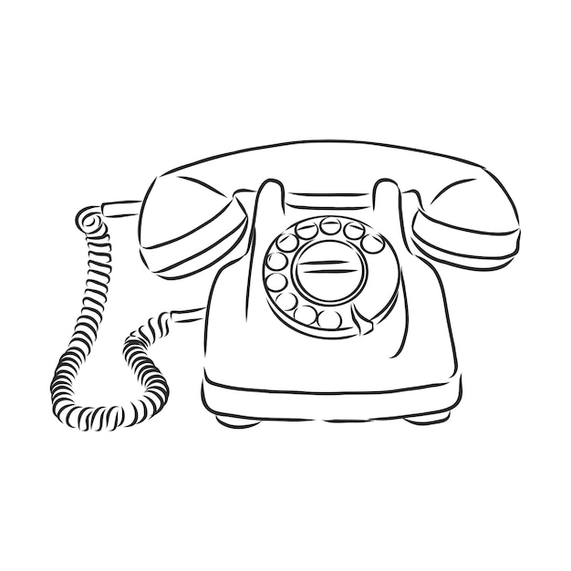 Retro phone, vintage object, vector sketch illustration