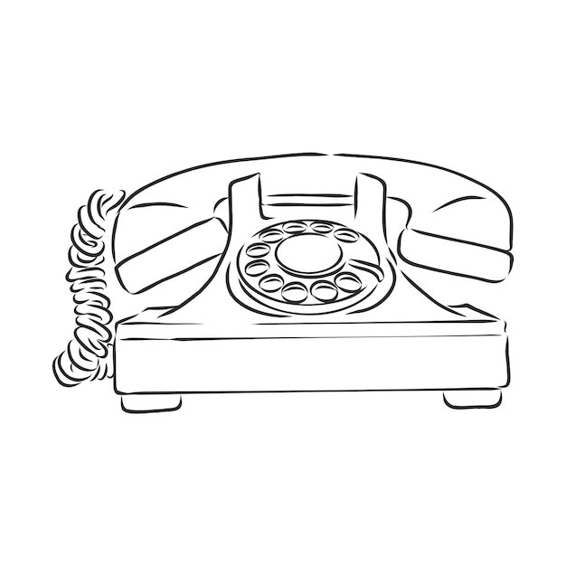 Retro phone, vintage object, vector sketch illustration