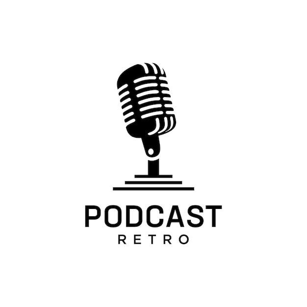 Retro podcast usable logo template.