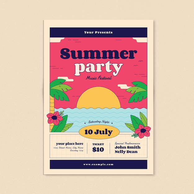 Retro Pop Summer Party Flyer