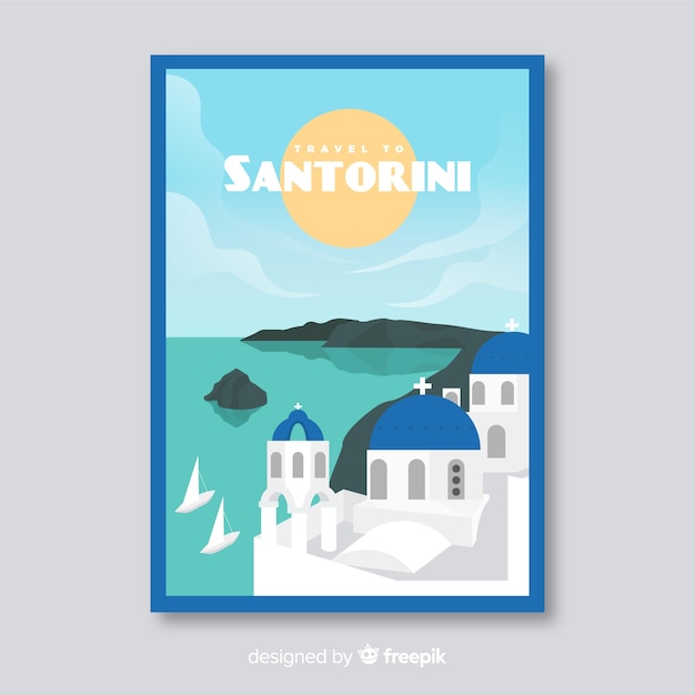 Retro promotional flyer of santorini template