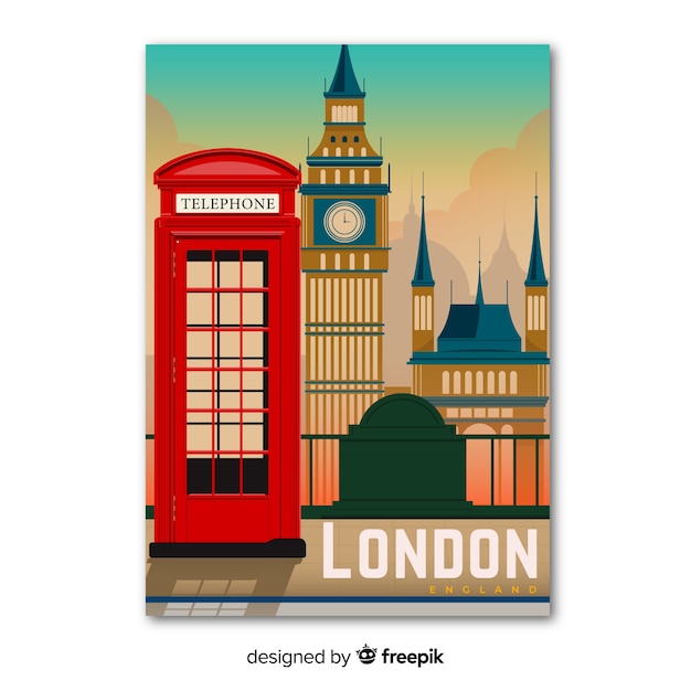 Retro promotional poster of london template