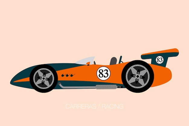 Retro race car vector side view of car automobile motor vehicle