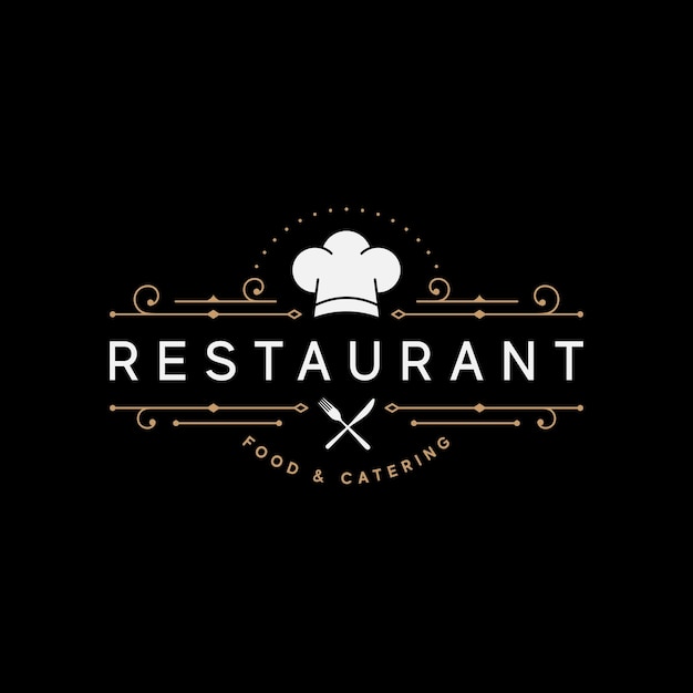 Vector retro restaurant and catering vintage logo design