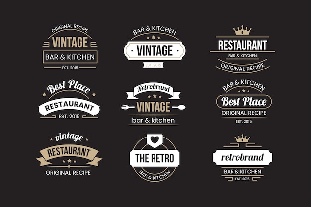 Retro restaurant logo set