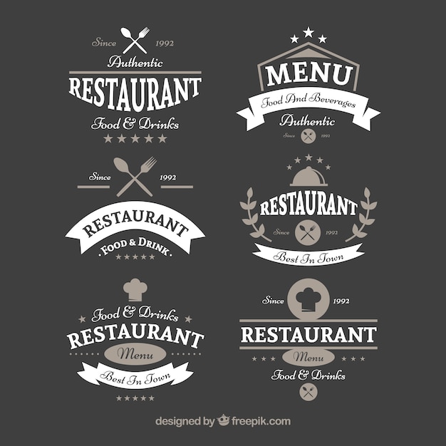 Retro restaurant logos with ribbons