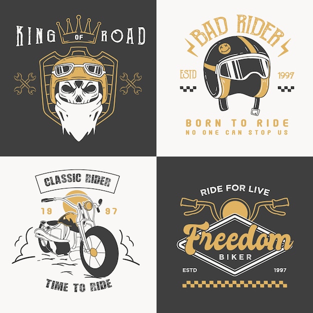 Retro rider badges logos collection