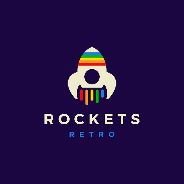 Retro Rocket Logo Vector icon illustration