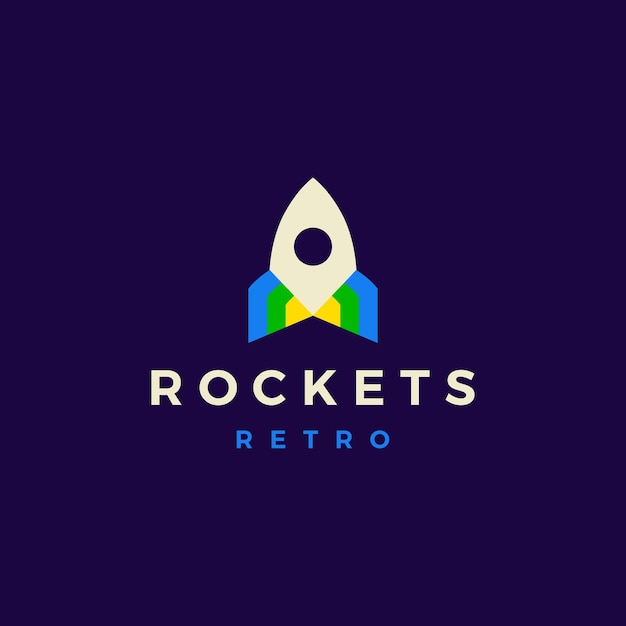 Retro Rocket Logo Vector icon illustration