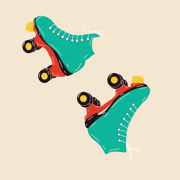 Retro roller skates icon hipster style. Modern vintage. Vector illustration