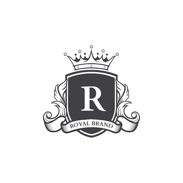 Retro royal shields logotype design template