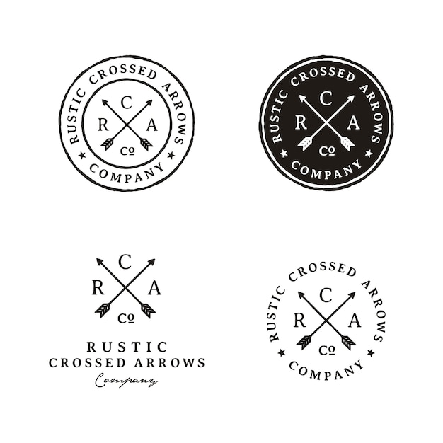 Retro Rustic Hipster Stamp Crossed Arrows logo