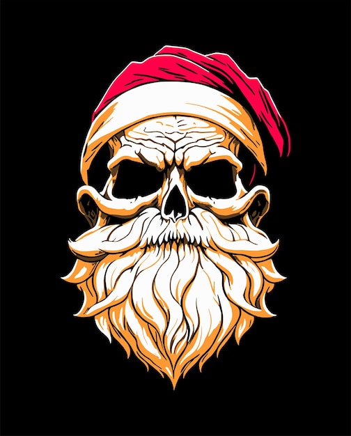 retro santa claus skull illustration