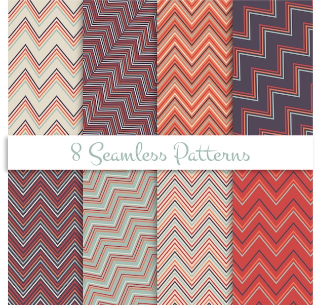 Retro seamless zig zag patterns set