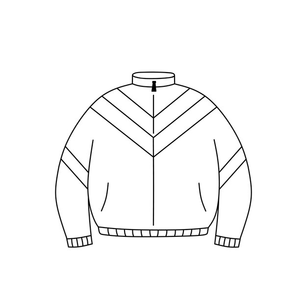 Retro sport jacket in the style of the 90s Oldschool clothes hand drawn illustration in doodle style