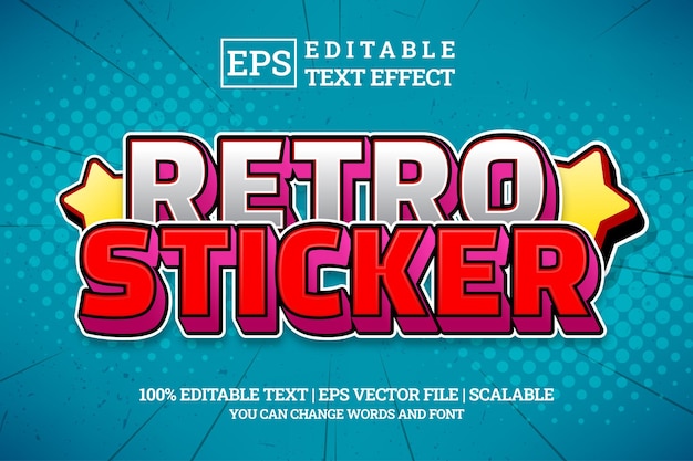 retro sticker cartoon editable text style effect