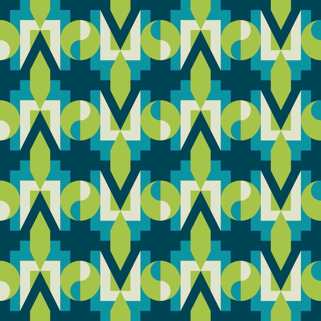 Retro style abstract geometric colored seamless pattern.