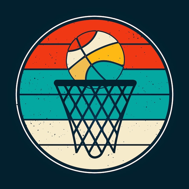 Retro style basketball vector illustration for tshirt and merchandise