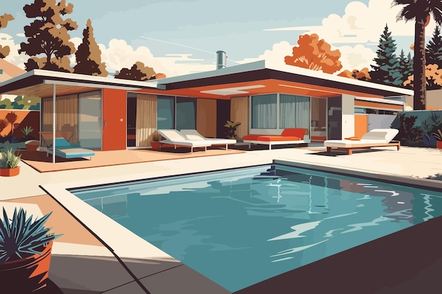 Retro style an eichler with a pool