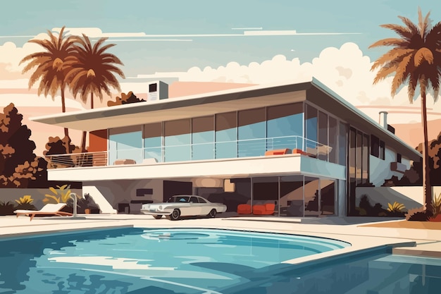 Retro style an eichler with a pool