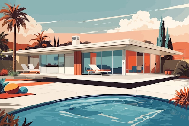 Retro style an eichler with a pool