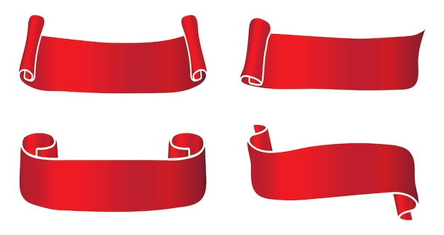 Retro style red ribbons set.