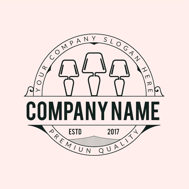 Retro style table lamp logo design