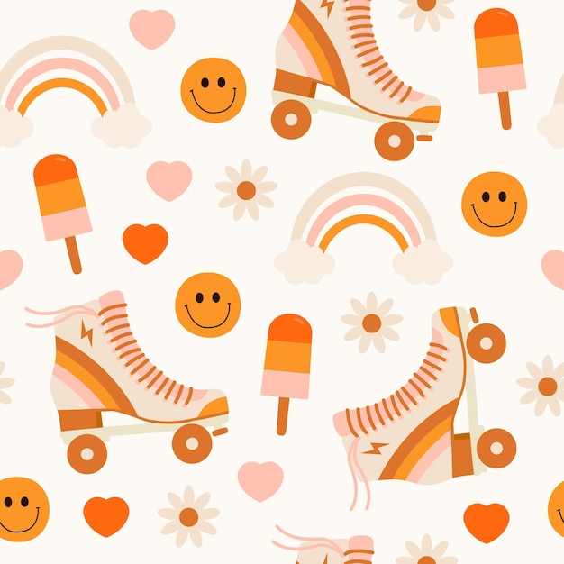 Retro summer seamless patterns