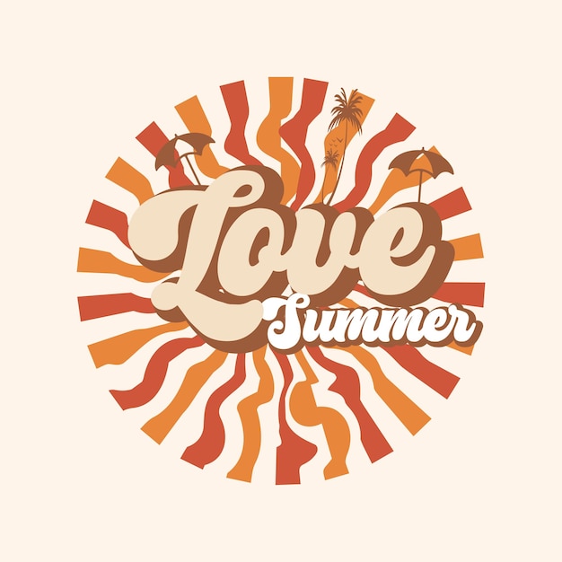 Vector retro summer svg groovy summer svg retro beach svg