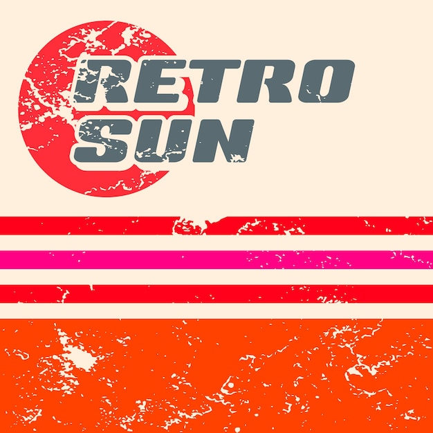 Retro Sun with Grunge Texture Background Vintage Design Easy Editable Vector illustration