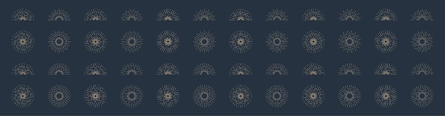 Retro sunburst vector icon set Sunburst design elements collect