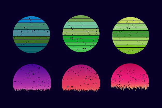 Retro sunset collection for banner or print