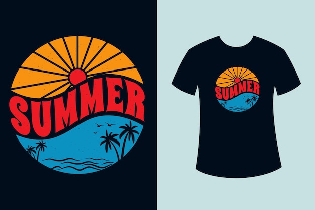 Retro sunset hippie summer t shirt design