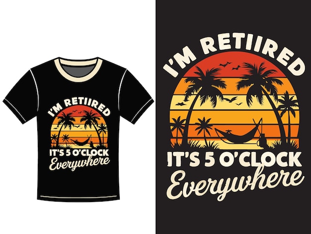 Retro Sunset Retreat Embracing Vibrant Tropical Design for the Retired Life TShirt