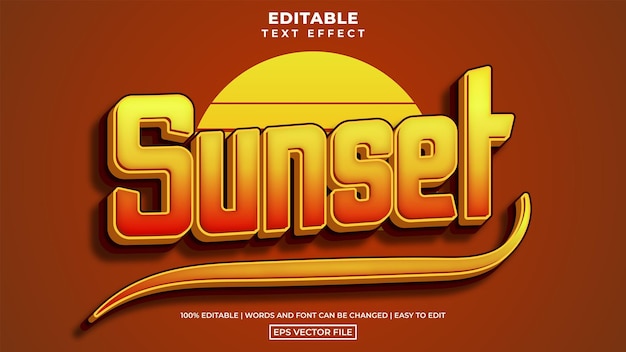 Retro sunset vintage style editable text effect template