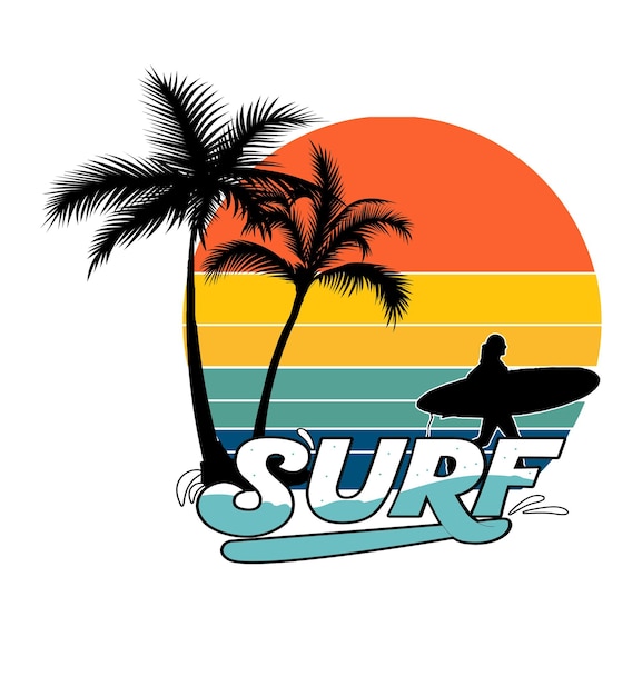 Retro surfing vector