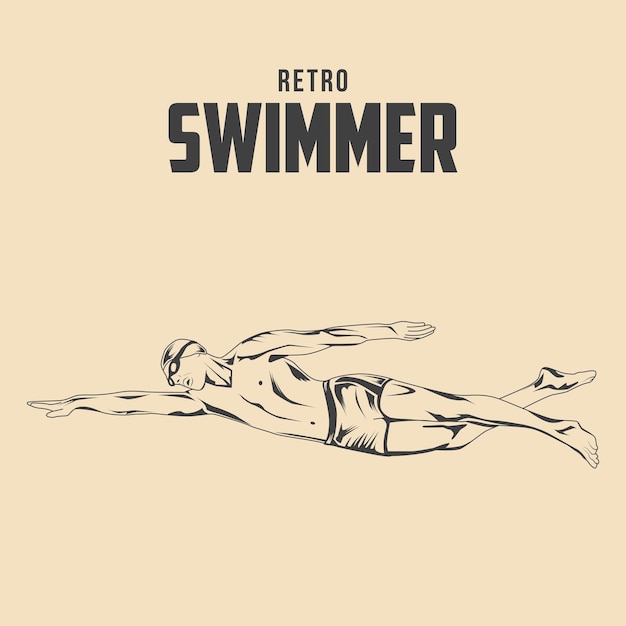 Retro Swimmer Vector Stock Illustration