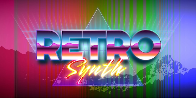 Retro synth editable text effect retro style with vibrant theme concept for trendy flyer poster and banner template promotion