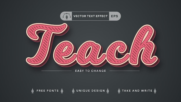 Retro Teach - Editable Text Effect, Font Style